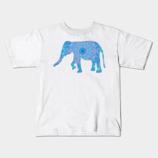 Mandala Painted Elephant Pink Teal and Blue Kids T-Shirt